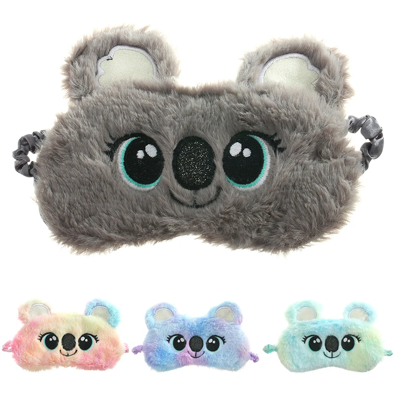 Cute Koala Kids Sleep Mask Cartoon 3D Eye Blindfolds Plush Anime Eye Mask Sleeping Travel Eye Band Shade Rest Eyepatch