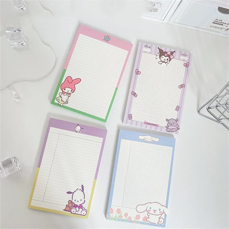 

20pcs/lot Sanrio Kuromi Melody Memo Pad Cute Cinnamoroll Sticky Note Stationery Label Notepad Planner Sticker Post School Supply