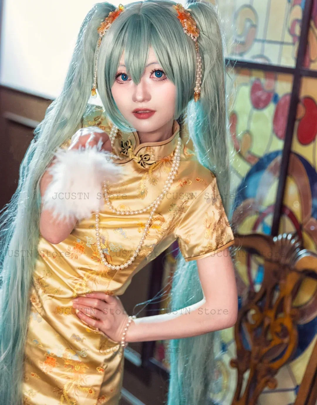 

Improved Chinese Style Lolita Dress Lady Long Qipao Satin Jacquard Dragon Phoenix Cheongsam Tradition Oriental Vestidos