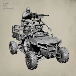 38MM 50MM Resin Soldier model kits figure 3D Terrain vehicle + 3 soldiers colorless and self-assembled TD-4146