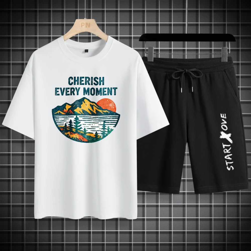 Men's T-shirts Sets Polyester football Breathable men's clothing Fashion Summer men's clothing set Short Sleeve+ Shorts