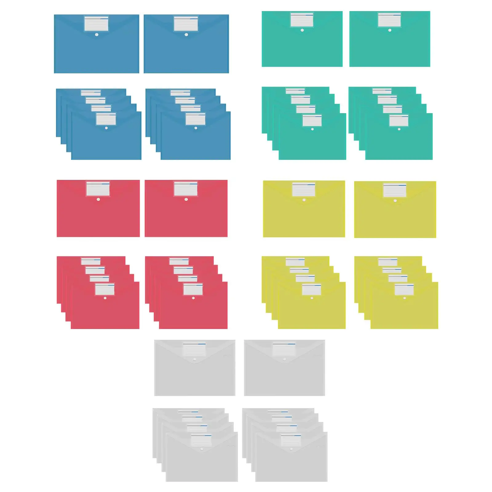 10Pcs File Folder Waterproof Dustproof Snap Button Closure A4 Folders Wallet File Envelopes for Cards Passports Photo Paper Home