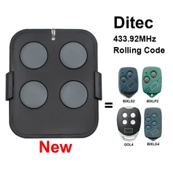 Control remoto Ditec BIXLS2 BIXLP2 GOL4 BIXLG4 para garaje, 433MHz, código rodante y llavero de puerta DITEC GOL4C, código fijo 433,92 MHz