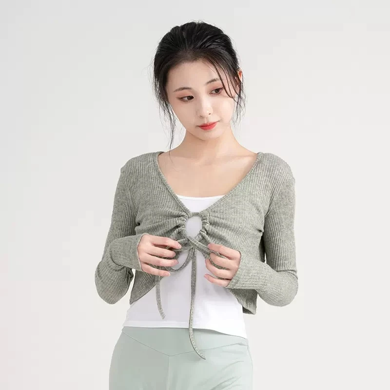 

New Spring Dance Tops Knitted Coat Pullon Sweater Women Ballet Warm Up Thumble Hole Long Sleeve Cloth Yoga