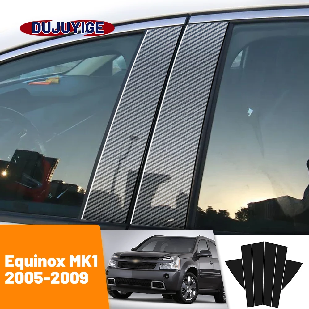 

For Chevrolet Equinox MK1 2005-2009 2006 2007 2008 Carbon Fiber Window Door Column Deal B C Pillar Post Cover Trim Sticker