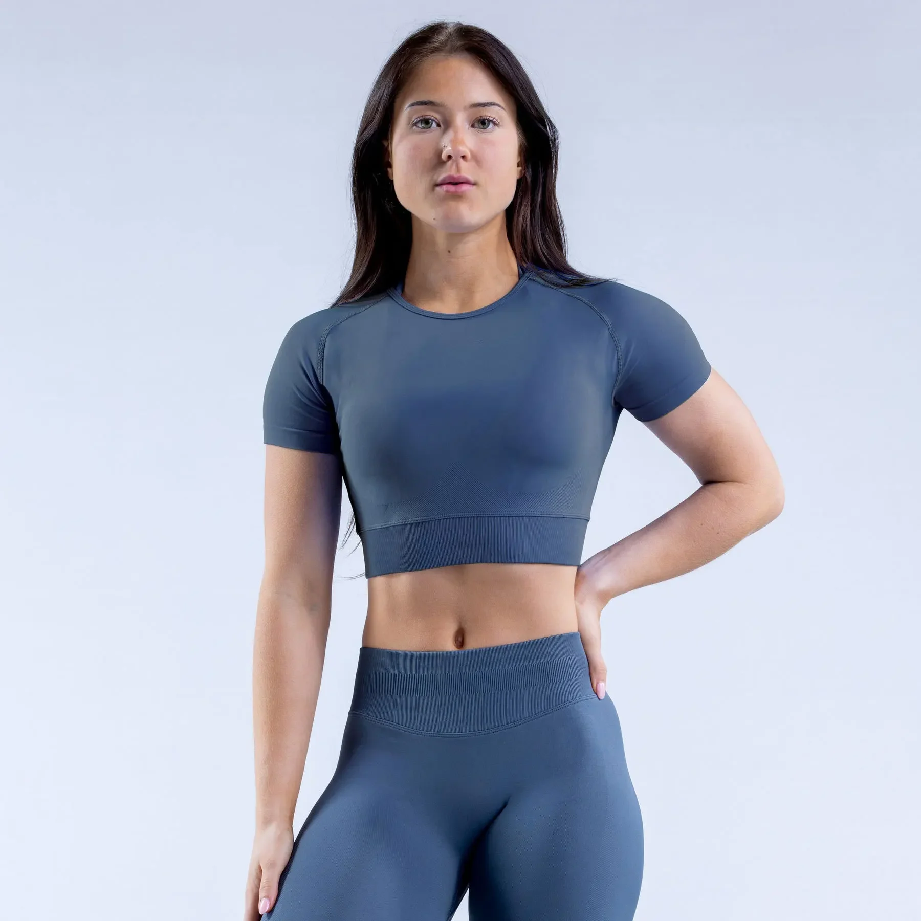 Impact Fitness Yoga Tops Women's Seamless Breathable Short Sleeve T-Shirt Fitness Clothing High Stretch Fitness Clothing Running