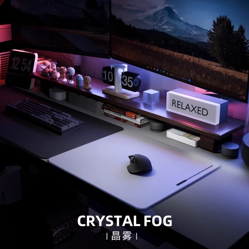 Large Size Crystal Mist Glass Mouse Pad Anti - Slip Gaming Photovoltaic Glass Hard Computer Desk Mat for Esports Customizable