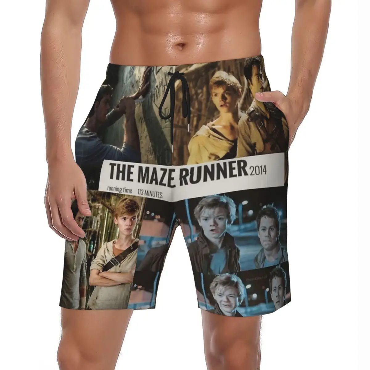 

Летние шорты для доски, мужские пляжные шорты с рисунком «лабиринт», спортивные пляжные шорты с рисунком американского фильма, плавки, большие размеры 3XL