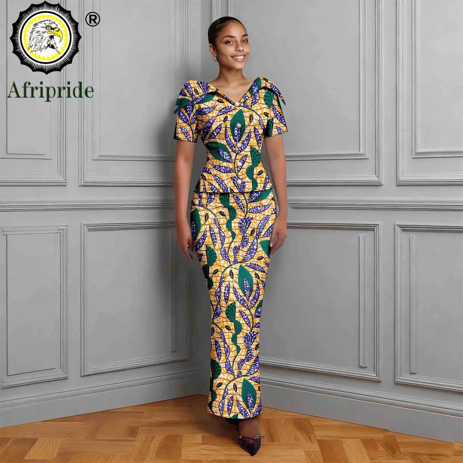 African Clothes for Women Single Breasted Slim Fit Shirt and High Waist Skirts 2 Piece Set Print Outfit Elegant Fashion 2526088