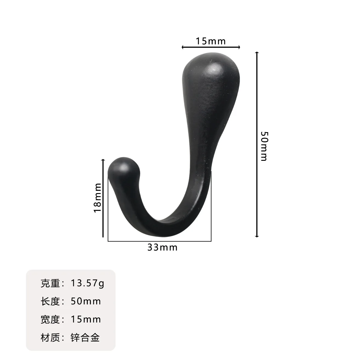 Zinc Alloy Clothes Hook Clothes Hat Hook Single Hook Solid Clothes Hook Clothing Bathroom Hook Chrome Color