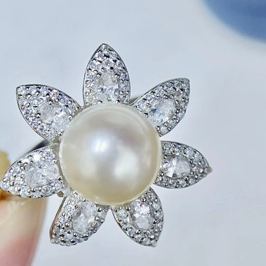 

Регулируемое кольцо из стерлингового серебра S925, фурнитура, крепления, аксессуары, детали, фитинги для жемчуга 8-9 мм, 5 шт./лот