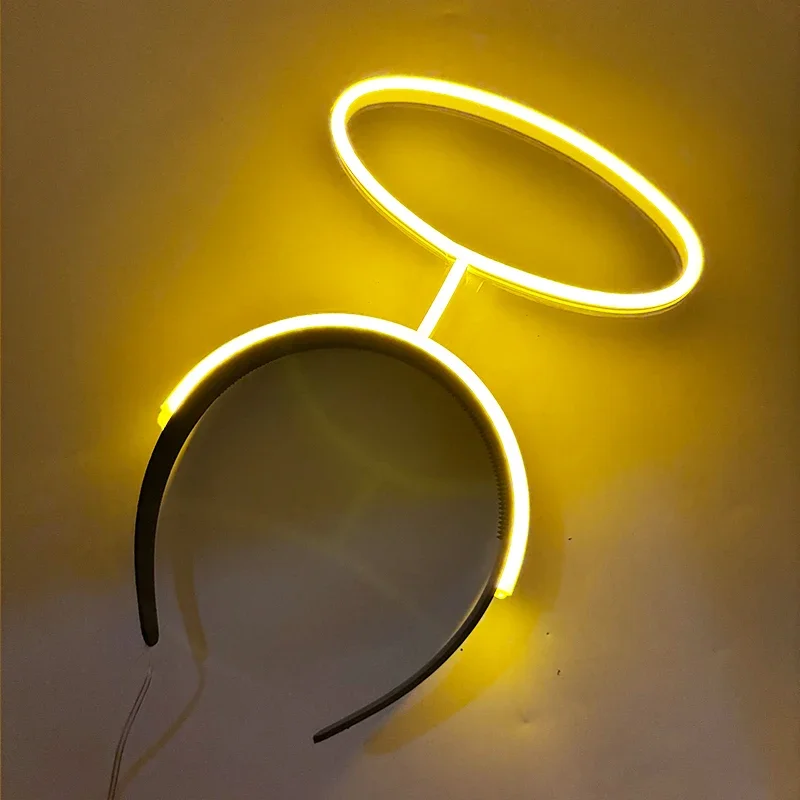 Kawaii Cupidon ange bandeau lumineux bandeau circulaire lumineux néon brillant cerceau de cheveux femmes accessoires ange Cosplay accessoires