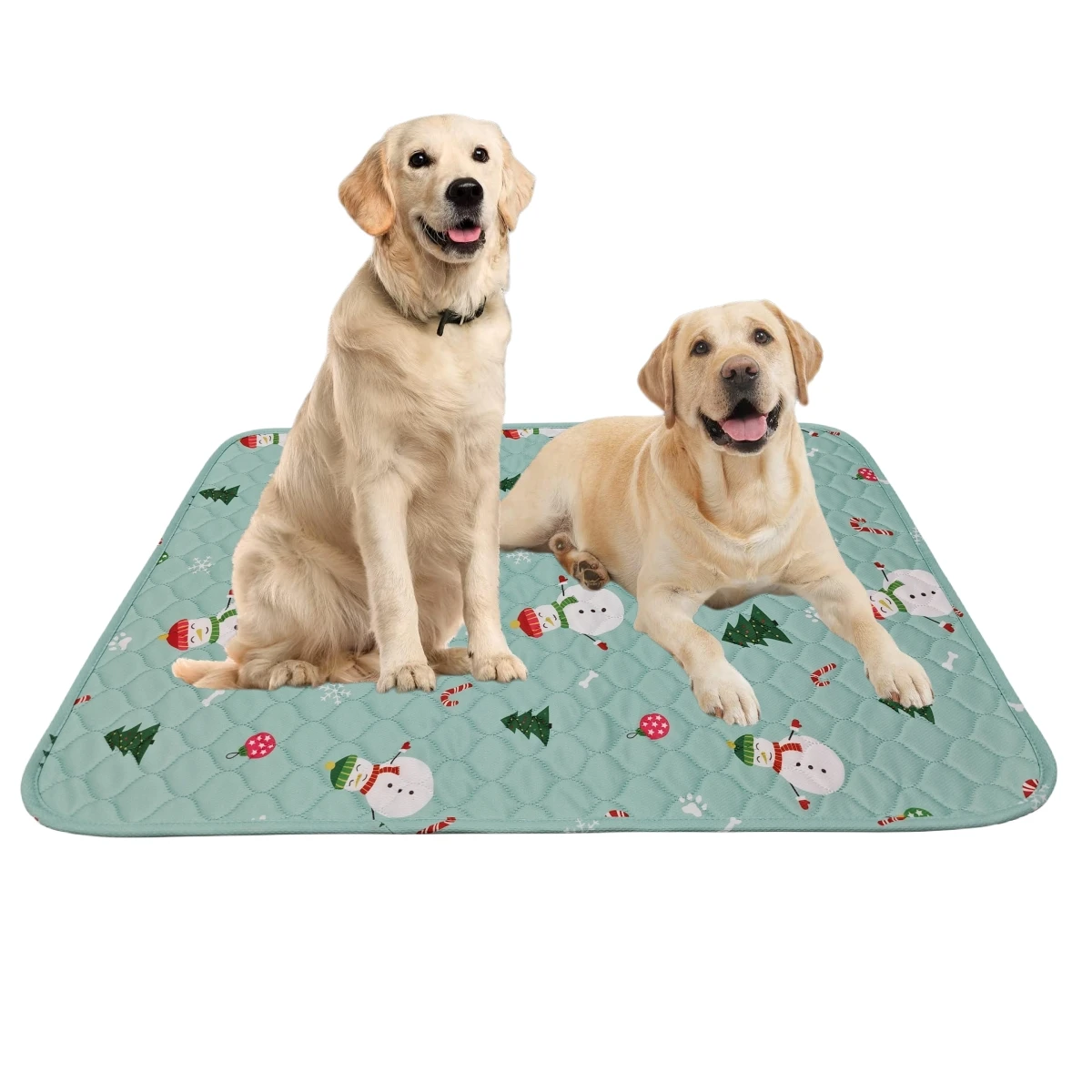 Cute Cartoon Christmas Tree Snowman Print Reusable Dog Pee Pads Absorbent Diaper Washable Puppy Training Pad Pet Bed Urine Mats