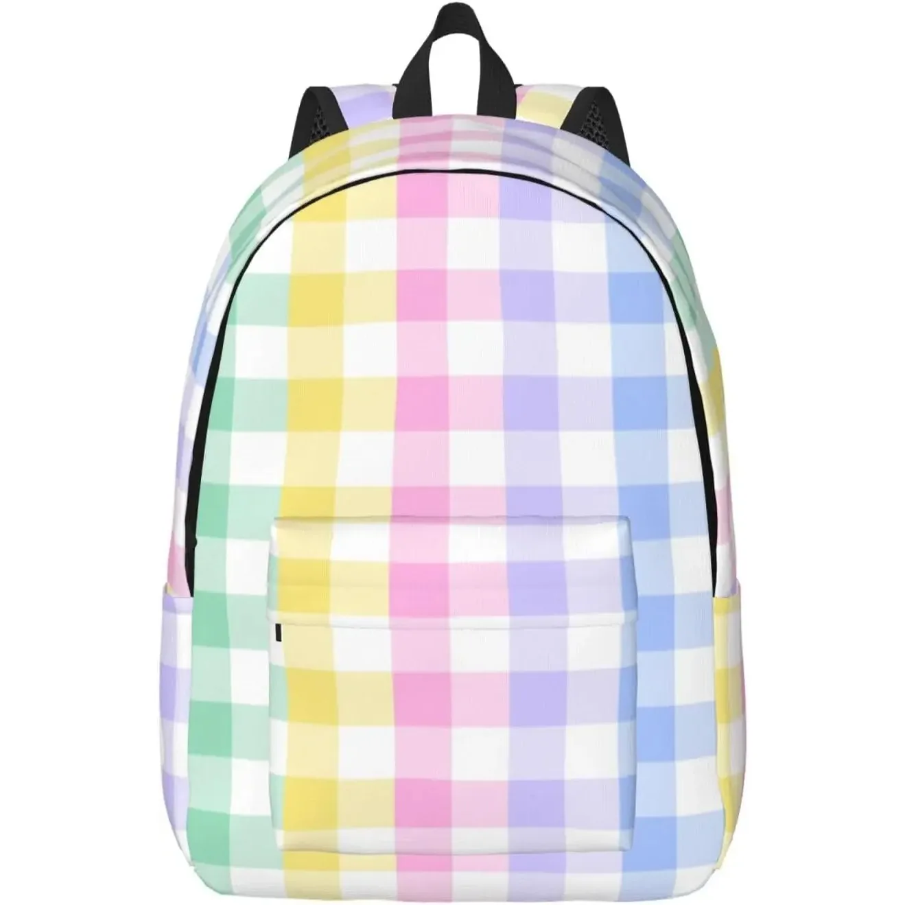

Black And White Simple Checkered School Backpack for Girls Boys Women Lightweight Canvas Bookbag Casual Laptop Daypack