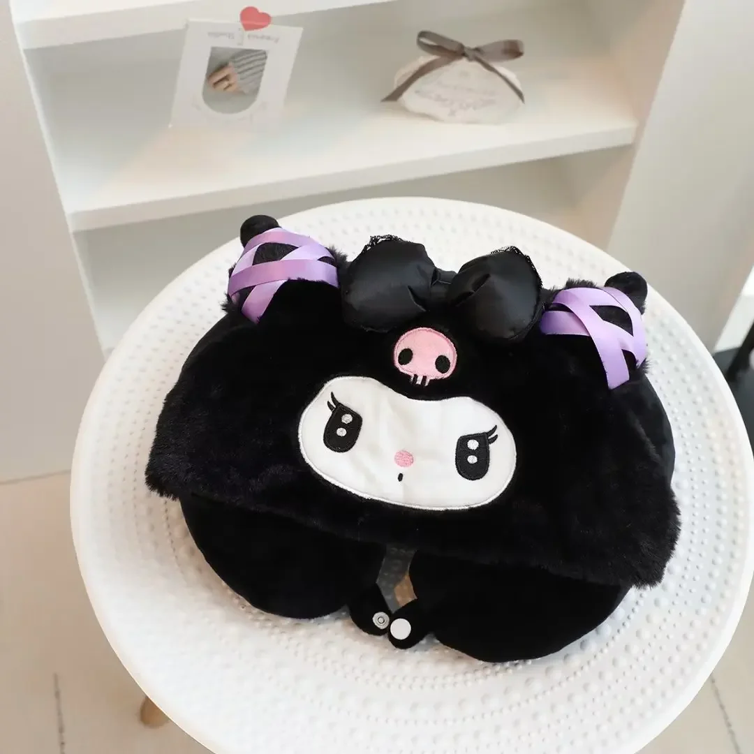 หมอนรองคอตุ๊กตา Sanrio Series หมอนรองคอตุ๊กตา Kuromi พร้อมหมวก My Melody หมอนรองคอของขวัญวันเกิดสําหรับเด็กผู้หญิง
