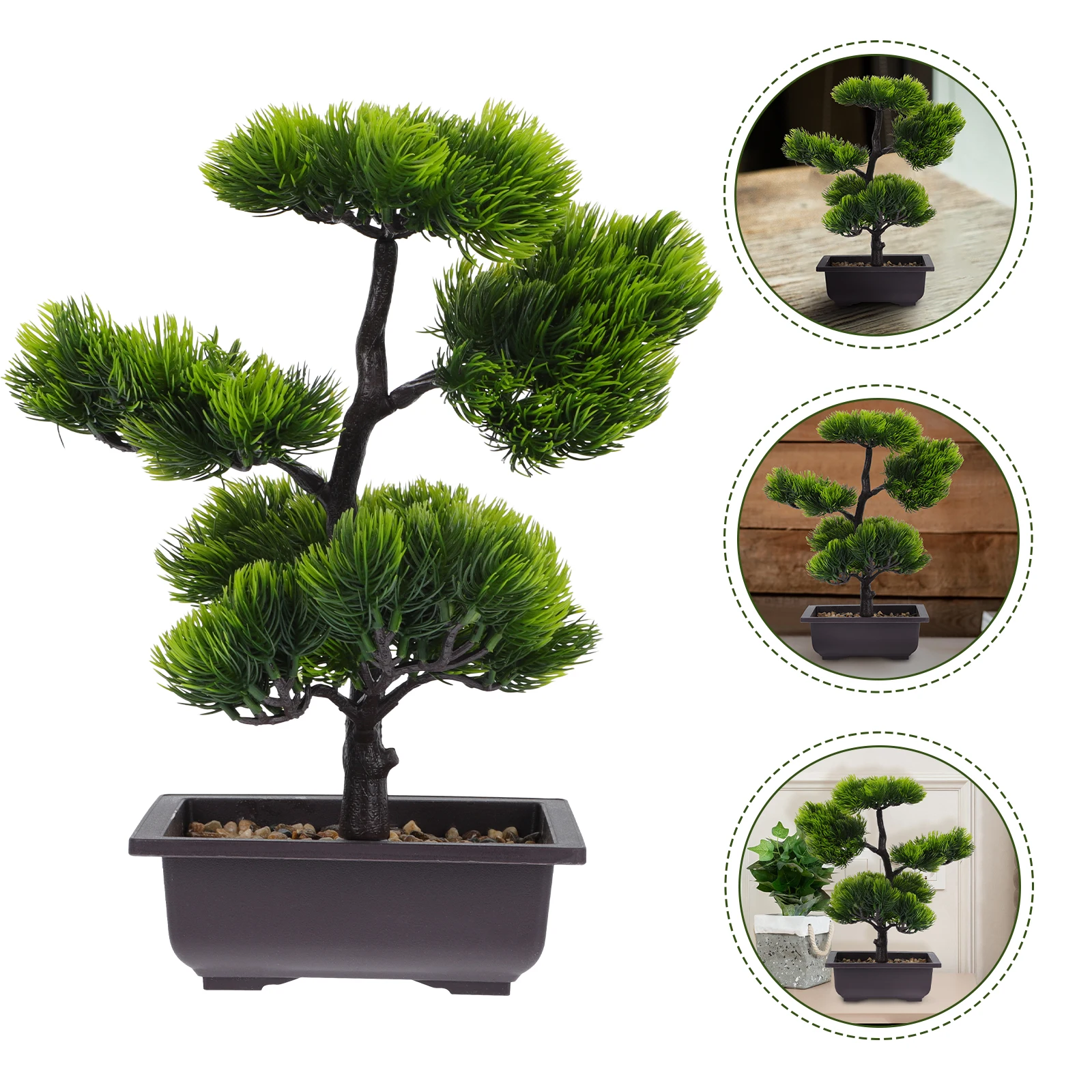 

Artificial Pine Bonsai Tree Topiary Faux Plants Indoor Potted Desktop Decor Imitation Ornaments Mini Plastic Plant Home Office