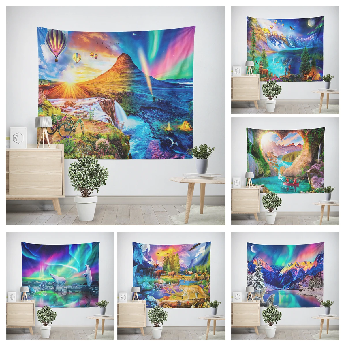 Home decoration Colorful Animal Scenery room decor wall tapestry aesthetic bedroom aesthetic wall art large fabric wall tapestry