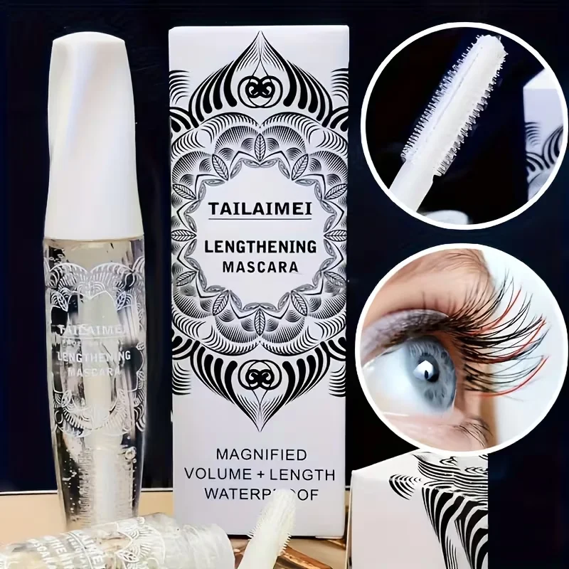Máscara alargadora transparente, máscara alargadora de pestañas nutritiva resistente al agua mejorada en 3D, duradera y a prueba de manchas