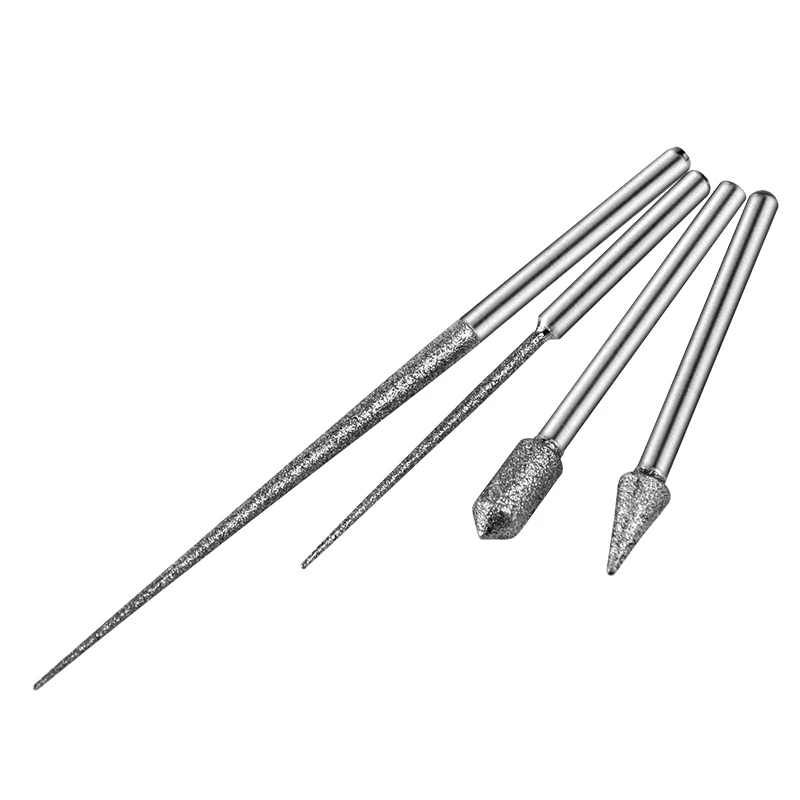 Aste di molatura con gambo da 3MM Mini trapano testa di molatura diamantata fresa per incisione ad ago intaglio lucidatura punta da trapano in pietra di giada di vetro