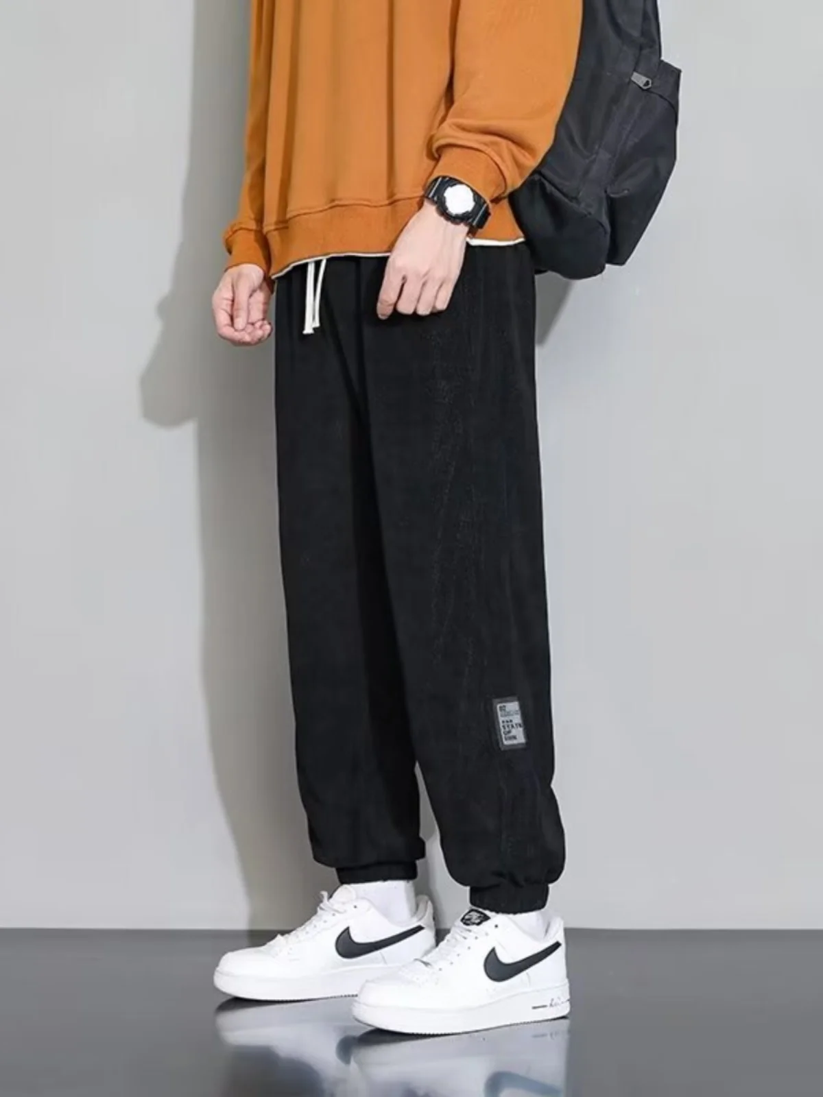 

Loose Straight Leg Sports Pants Men's Spring Autumn Casual Wide Leg Nine Points Trendy Casual Sweatpants Breathable Comfortable
