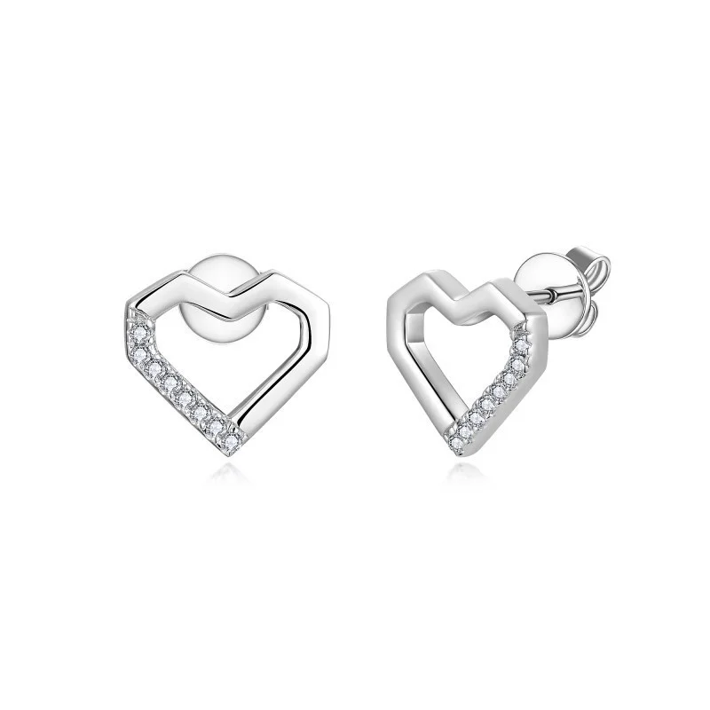 

ZFSILVER модные 925, свежие классические серебряные серьги с муассанитом, полые серьги в форме сердца для очаровательных женщин, аксессуары, ювелирные изделия, подарок E3-0255