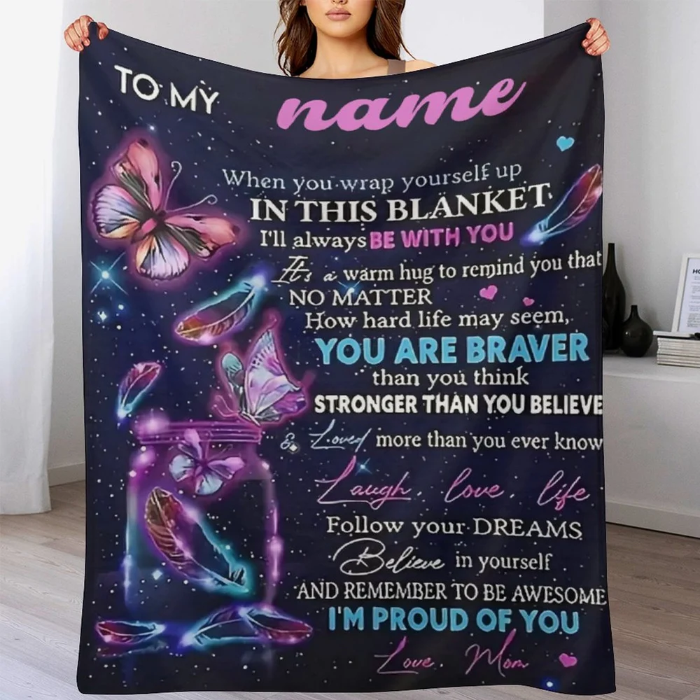 Custom - Flannel Blanket To My Daughter Son Granddaughter From Mom Dad Spanish Version Sofa Bed Throw Blankets Birthday Gifts