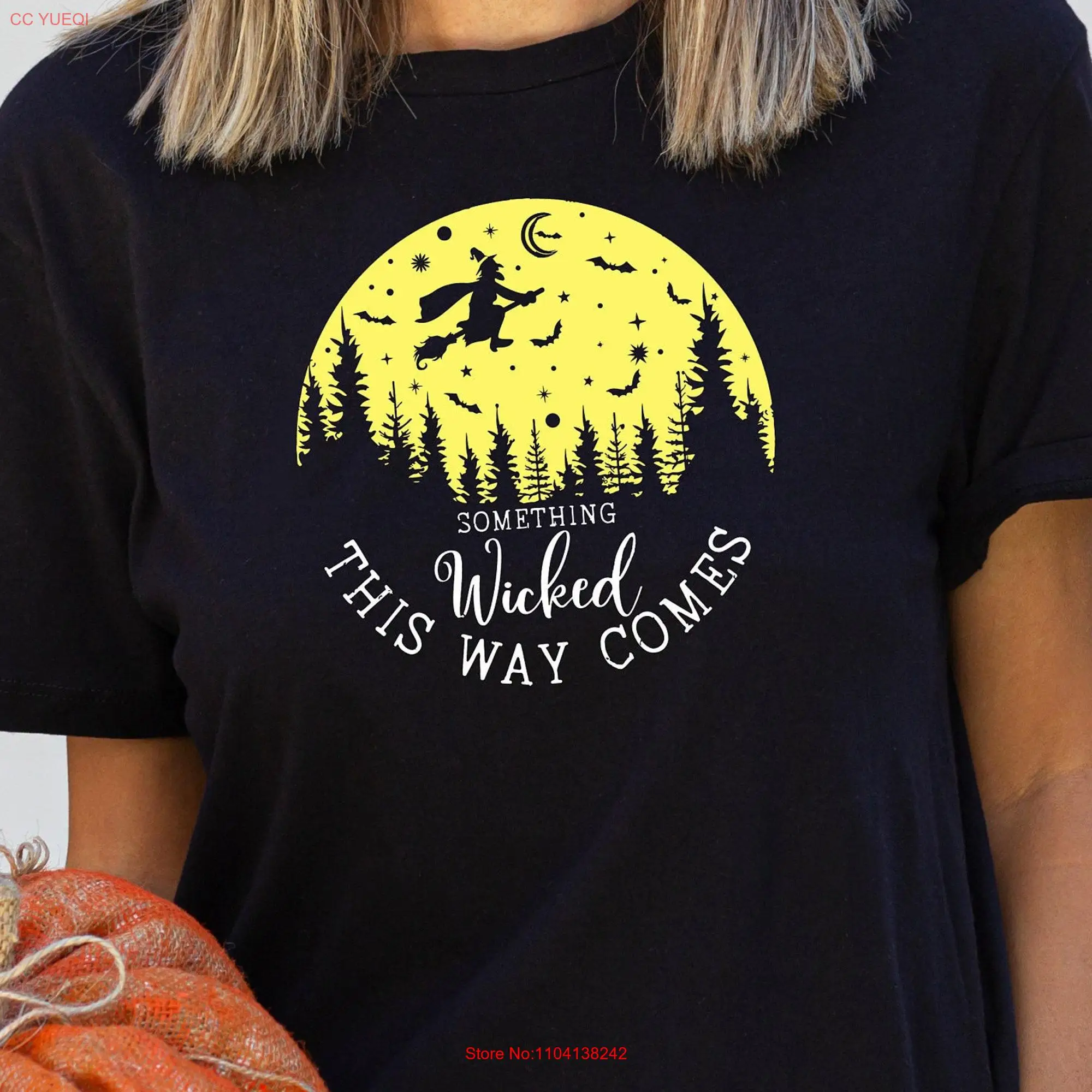 Something Wicked This Way Comes Funny T Shirt Vintage Halloween Witchcraft Witch Magic long or short sleeves