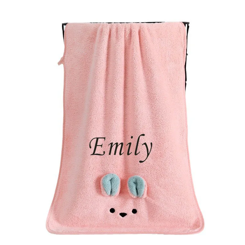 Customized Printed Letter Towel, Size 35 * 75cm, Children's Koala Bear Towel, Personalized Name, Coral velvet Cartoon Towel