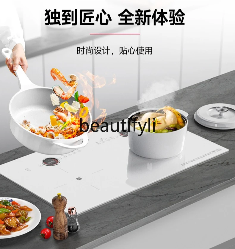 Intelligent double-head electromagnetic stove with dual-purpose household high-power secondary energy efficiency