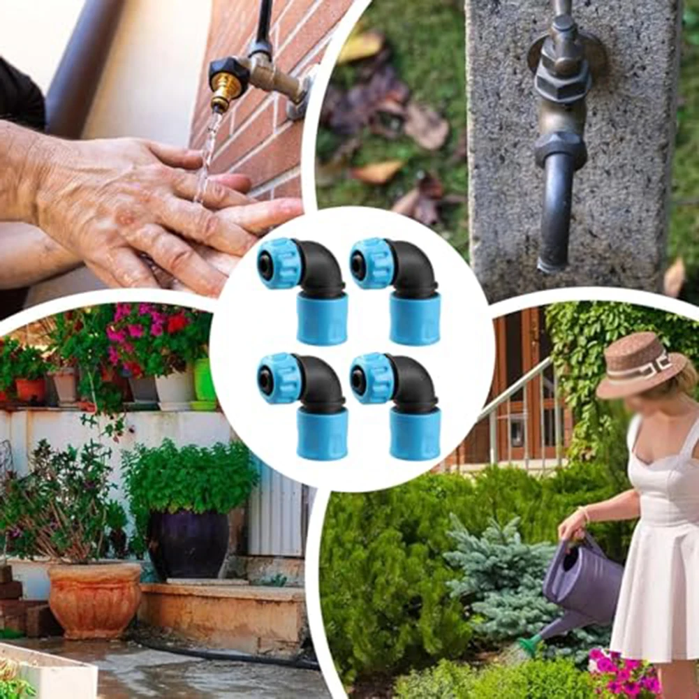 Set of 4 90 Degree Quick Coupling Hose Connectors ABS for 12 mm and 13 mm Garden Hoses Compatible with Standard Water Outlets