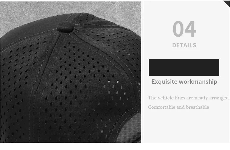 Individuell besticktes Logo, 6-Panel-Snapback-Cap, atmungsaktive Baumwolle, für Herren und Damen, atmungsaktive Outdoor-Baseballkappe, Hip-Hop-Mütze – Detail 8