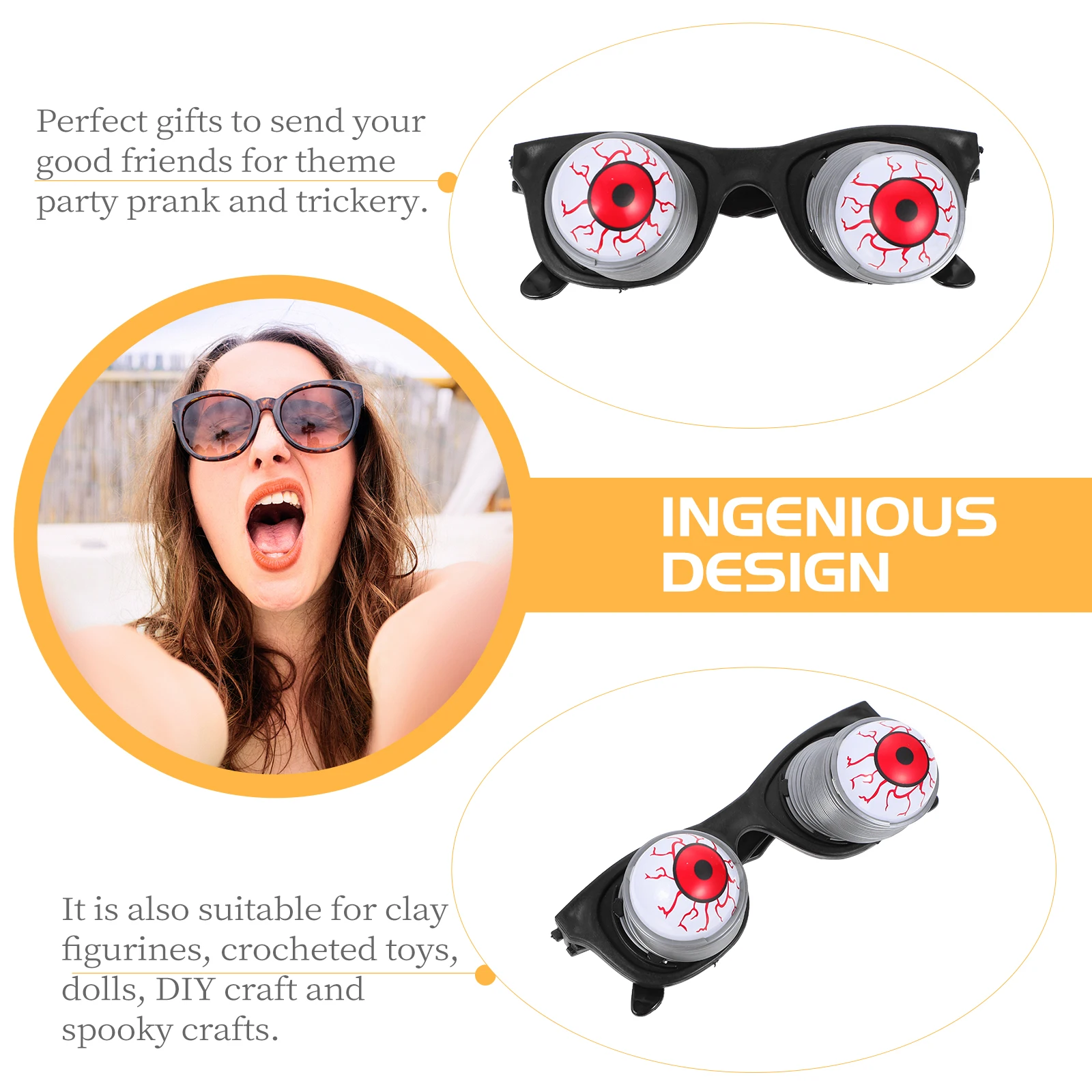 2pcs Eyeball Glasses Scary Prank Props Halloween Costume Fake Googly Spring Eyeball Glasses Eyes Horror Party Toys