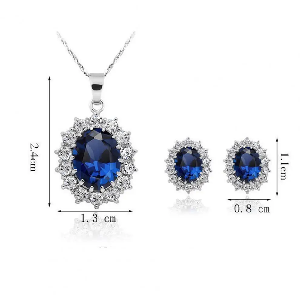 Fashion Necklace Faux Sapphire Rhinestone Jewelry Set Ladies Jewelry Necklaces And Earring Set Jewelry For Woman