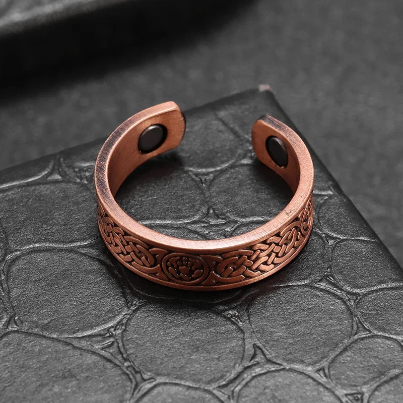 Celtic Bear Claw Copper Ring Magnetic Energy Treatment Joint Pain Ring for Women Men Retro Fashion Healthy Weight Loss Jewelry