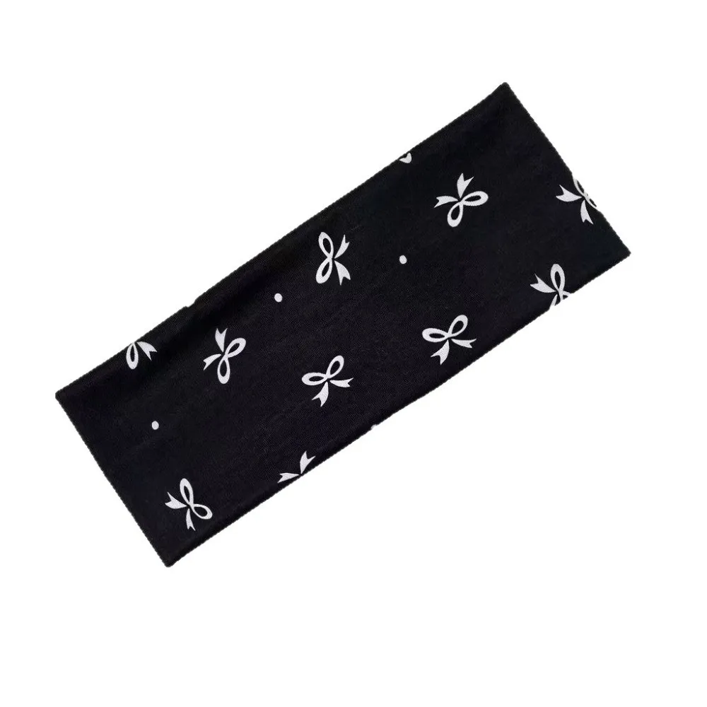 Fashion Bow Print Yoga Headband Elastic Hair Accessories Makeup Headband Sweat-absorbent Sport Hairband Sports