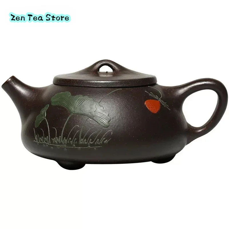 

Loiesag 220ml Purple Clay Yixing Big Capacity Handmade Raw Ore Black Mud ShiPiao TeaPot Zisha Pot Household Teapots Tea Set Gift