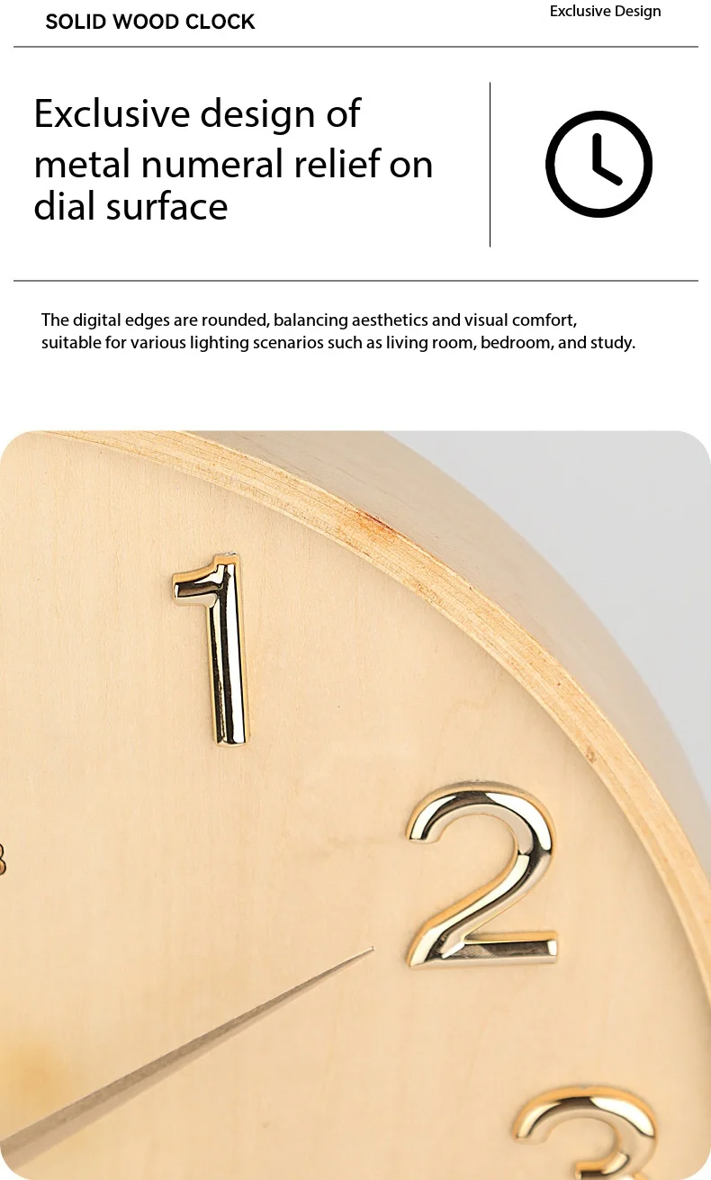 Wooden cuckoo punctual time wall hanging clock modern simple wooden round 26-35 clock face