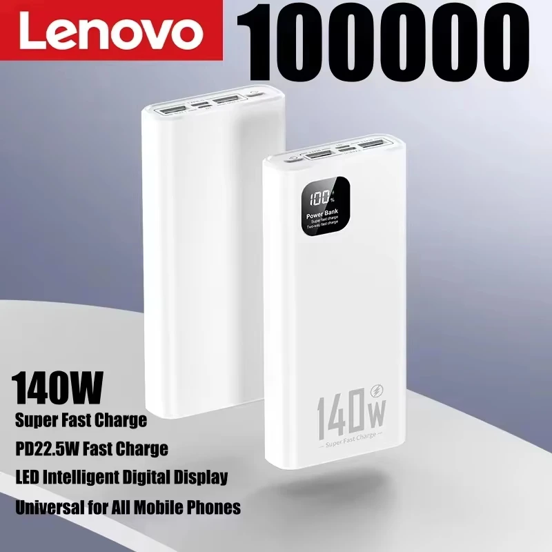 Lenovo 200000mAh 140W Superschnelle Lade-Powerbank Ultra-Kapazität Tragbares Ladegerät Neuerscheinung für iPhone Samsung