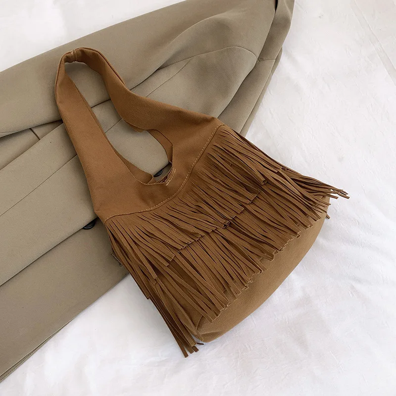 Wildleder-Quasten-Umhängetaschen aus hochwertigem Kunstleder, modische, geräumige, luxuriöse und beliebte Damen-Handtaschen, lässig, neu – Detail 37