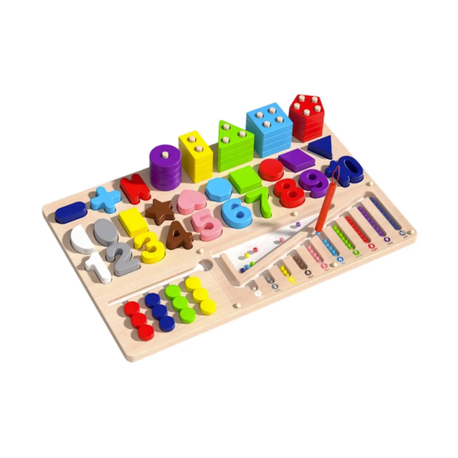 Wooden Shape Sorter Sensory Toy Color Stacking Counting Game Number Puzzle Shape Matching Toy for Girls Children Kids Boys Baby