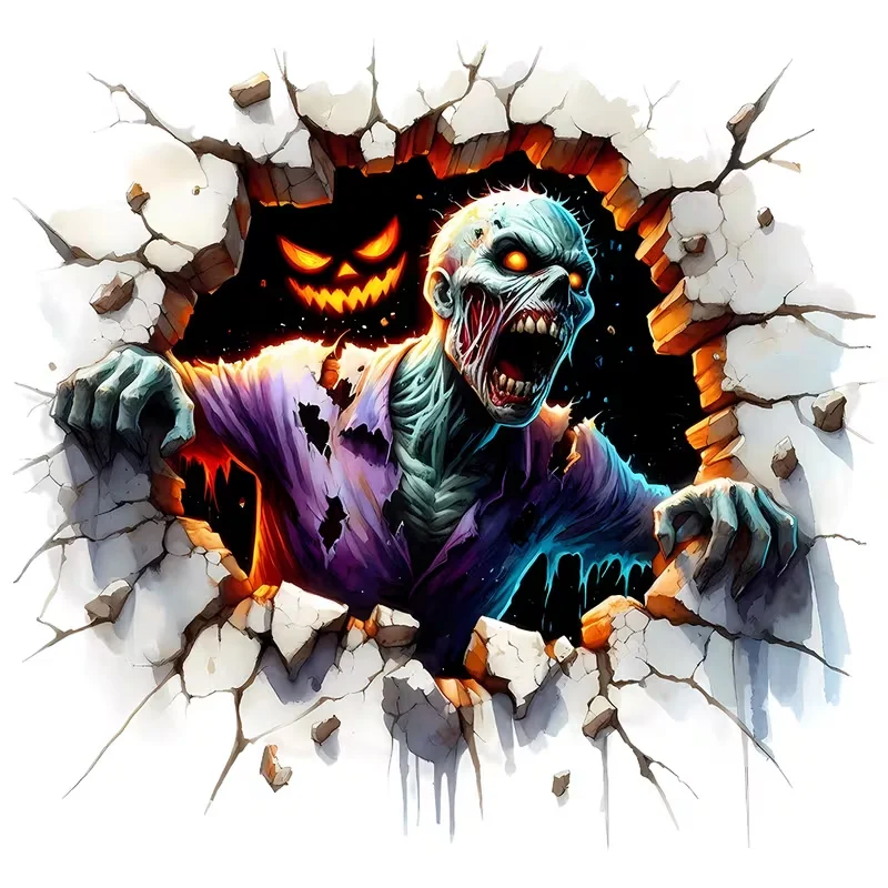1 set, 1 Halloween Scream Zombie Crossing Wall Creative Decorative Stickers, Halloween Decorative Stickers