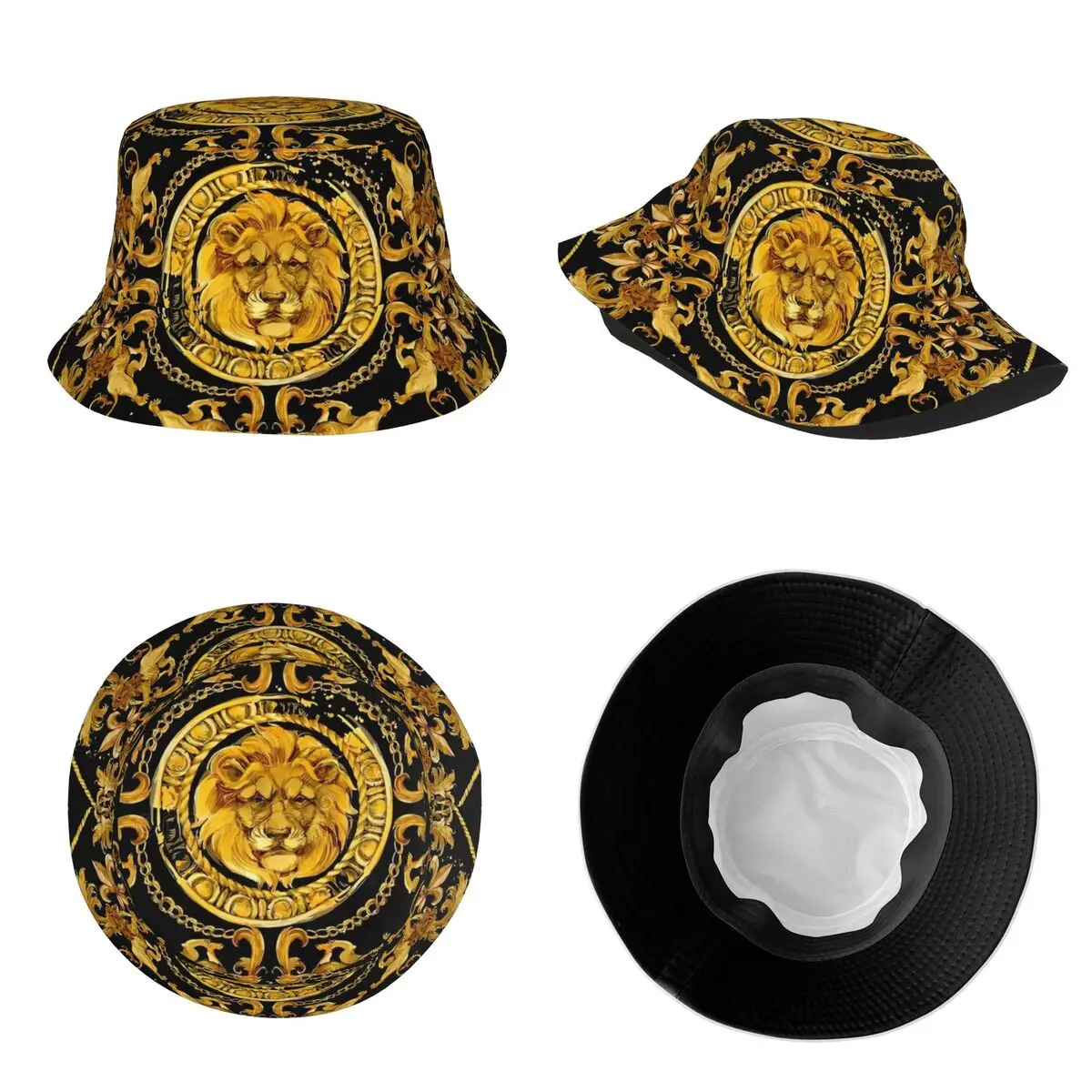 Golden Lion Luxury Design Bucket Hat for Men Women Beach Sun Hat Unique Packable for Outdoor Fishing Caps Boonie Hat