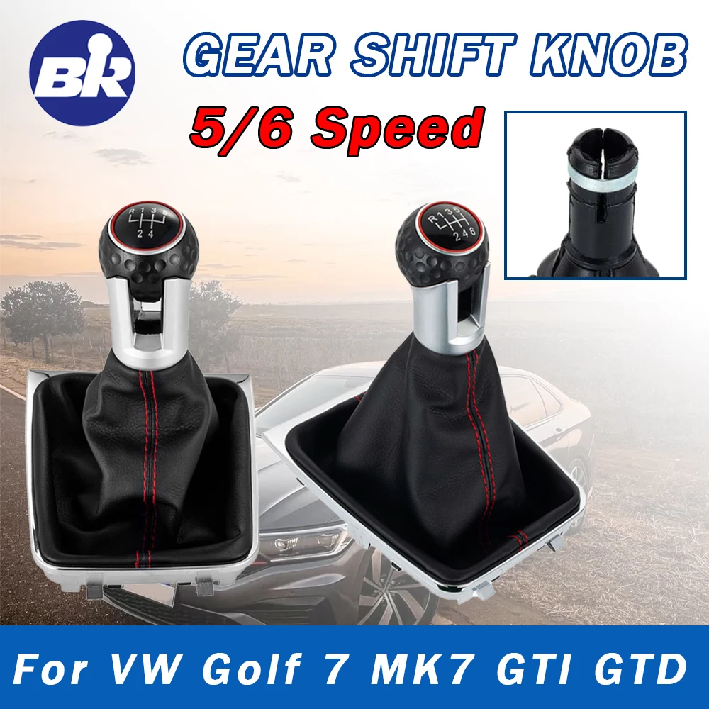 New Product 5/6 Speed Manual Gear Shift Knob Lever HandBall Leather Boot Gaiter Cover For VW Golf 7 MK7 VII GTI GTD 2013-2018