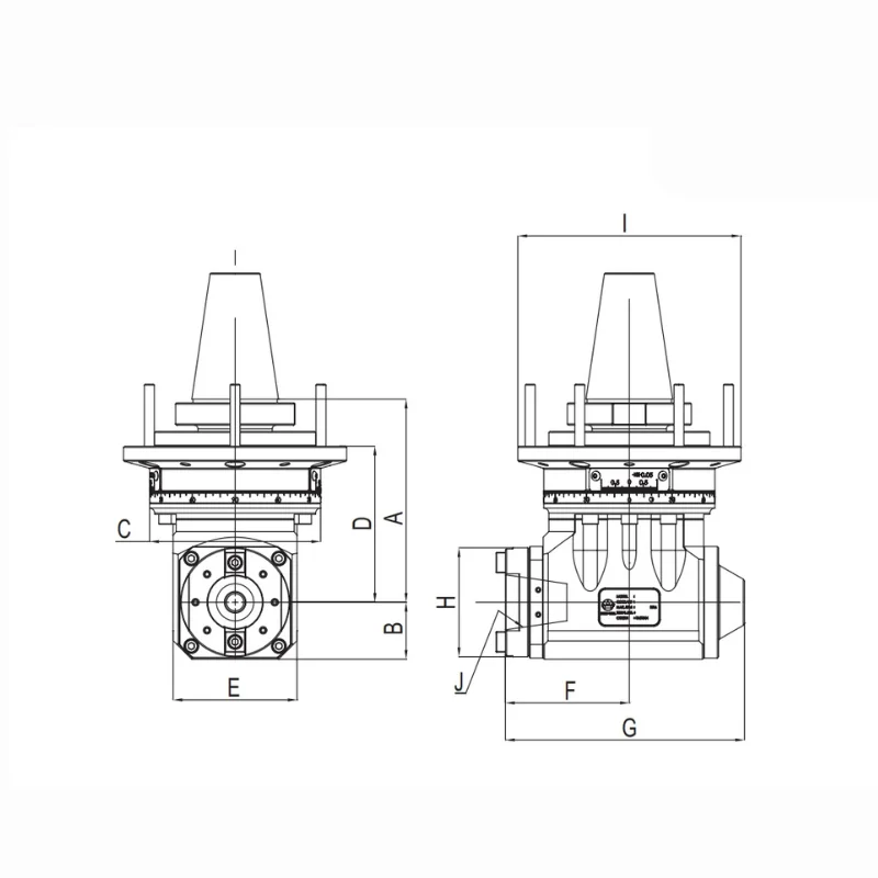 360° Adjustable Angle Head Side Milling AHK Locking-Type Lathe with BT40/BT50 SK40/SK50 CAT40/CAT50 Tool Holders