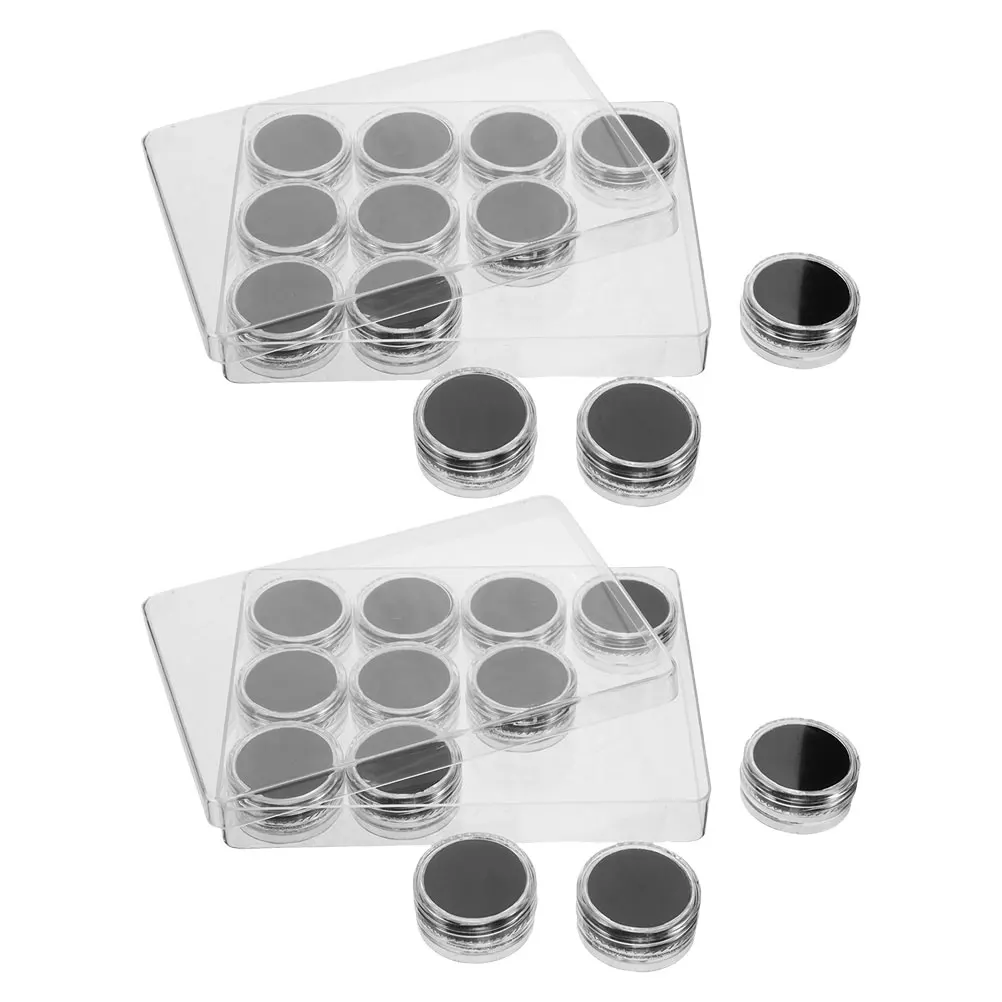 

2 Sets Acrylic Loose Stone Box Transparent Round Lid Jewelry Storage Case Small Gemstone Display Rack Black Ring Holder