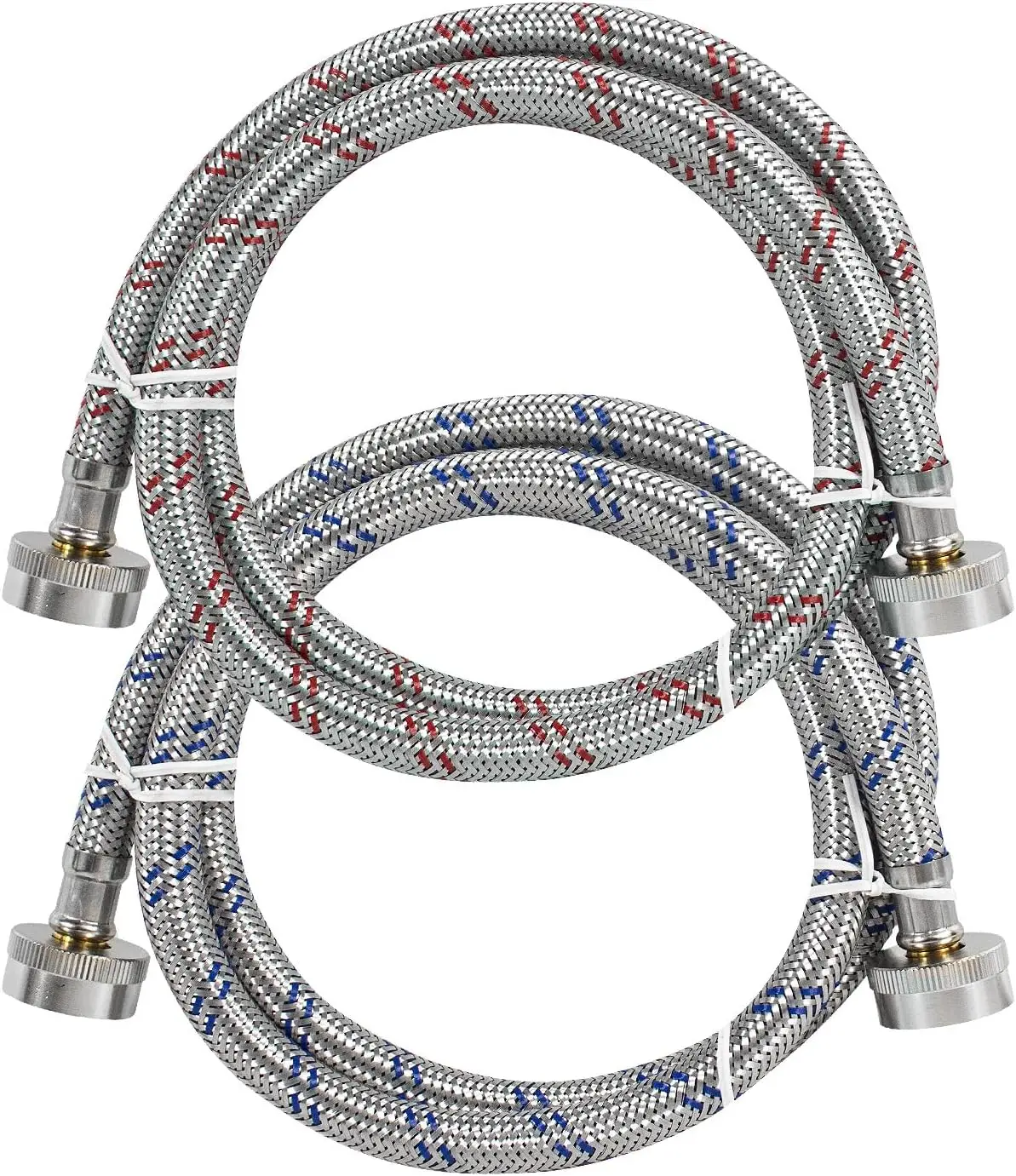 

Универсальные высококачественные шланги для стиральных машин из нержавеющей стали, 1,2 м, с защитой от разрывов, для подачи горячей и холодной воды - 2 шт.