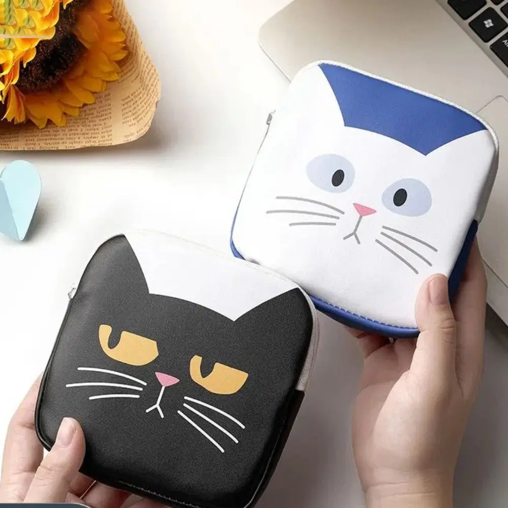 

Creative PU Change Purse Durable Waterproof Headphones Storage Bag Cute Large Capacity Sanitary Napkin Bag Women