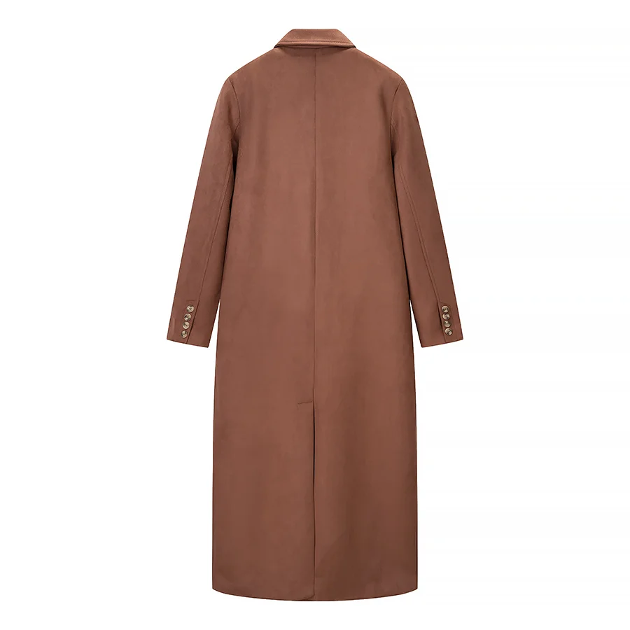 DiYiG ЖЕНЩИНА 2025, зимнее новое модное простое бархатное пальто из оленьей кожи, шикарное двубортное пальто с лацканами, верхняя одежда Mujer