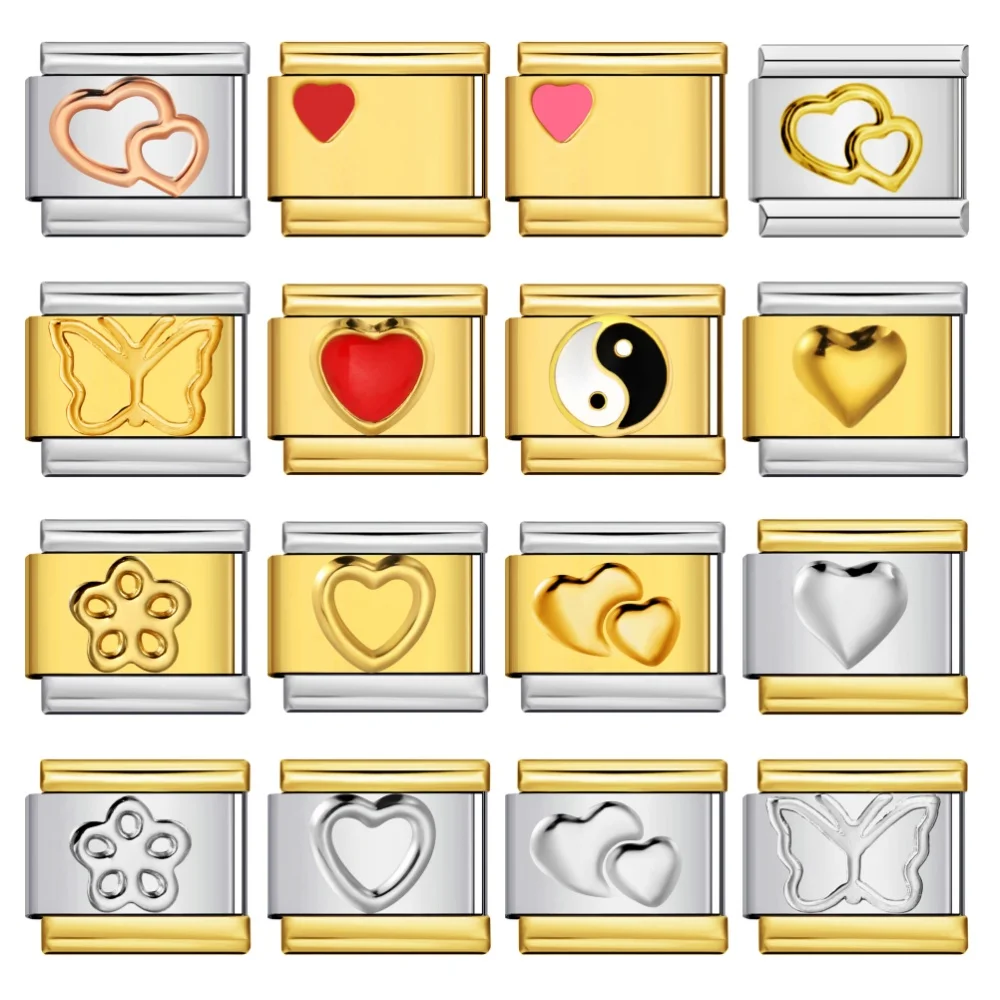 Простота-красочный-цветок-двойное-сердце-женский-мужской-браслет-итальянская-ссылка-подходит-9-мм-подвеска-из-нержавеющей-стали-diy-изготовление-ювелирных-изделий-подарки