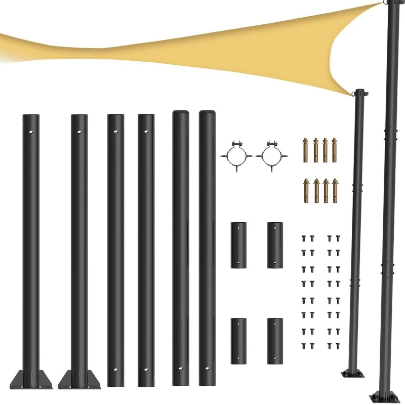 

2 packs of heavy-duty shading sail poles, outdoor shading sail poles, support outdoor string lights, courtyard